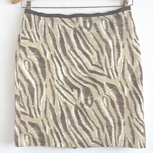 ANN TAYLOR‎ LOFT Lined Cotton Silk Blend Pencil Skirt Size 10 Animal Print